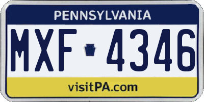 PA license plate MXF4346