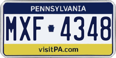 PA license plate MXF4348