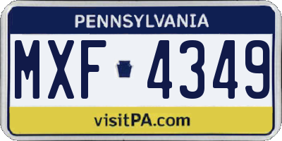PA license plate MXF4349