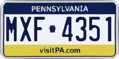 PA license plate MXF4351