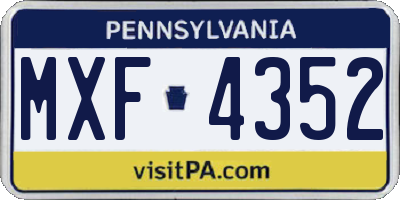 PA license plate MXF4352