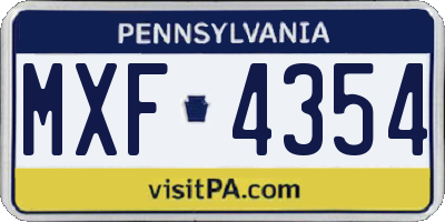 PA license plate MXF4354