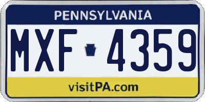 PA license plate MXF4359