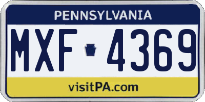 PA license plate MXF4369