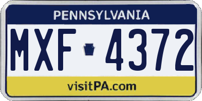 PA license plate MXF4372