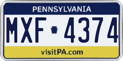 PA license plate MXF4374