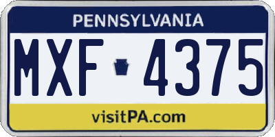 PA license plate MXF4375