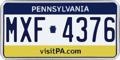 PA license plate MXF4376