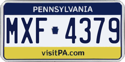 PA license plate MXF4379