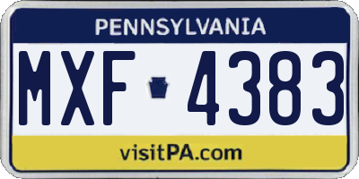 PA license plate MXF4383