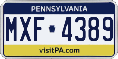 PA license plate MXF4389