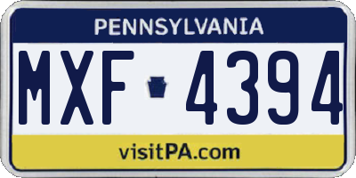PA license plate MXF4394