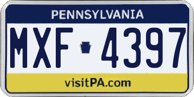PA license plate MXF4397