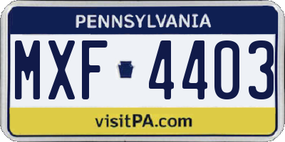 PA license plate MXF4403