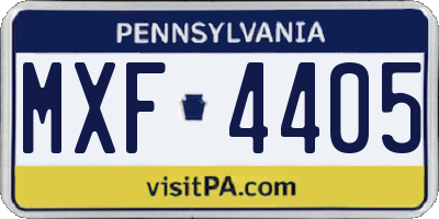 PA license plate MXF4405
