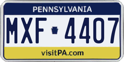 PA license plate MXF4407