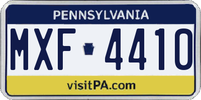 PA license plate MXF4410