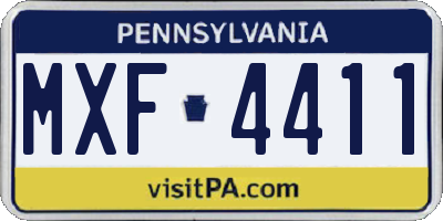 PA license plate MXF4411