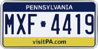 PA license plate MXF4419