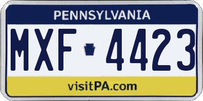 PA license plate MXF4423