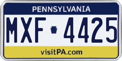 PA license plate MXF4425