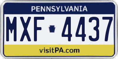 PA license plate MXF4437