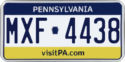 PA license plate MXF4438