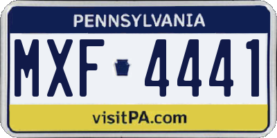 PA license plate MXF4441