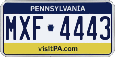 PA license plate MXF4443
