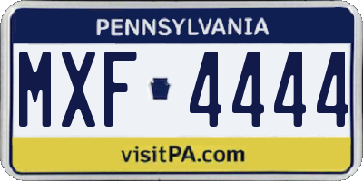 PA license plate MXF4444