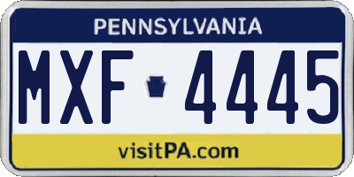 PA license plate MXF4445