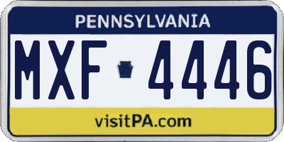 PA license plate MXF4446