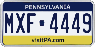 PA license plate MXF4449