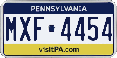 PA license plate MXF4454