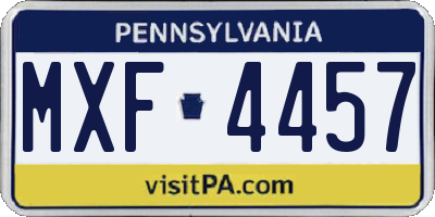 PA license plate MXF4457