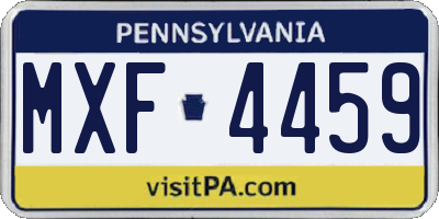PA license plate MXF4459