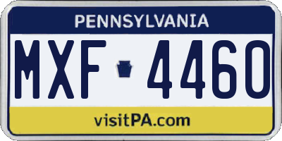 PA license plate MXF4460