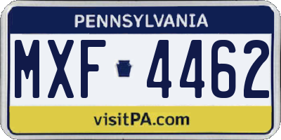 PA license plate MXF4462