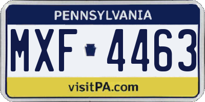PA license plate MXF4463