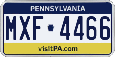 PA license plate MXF4466