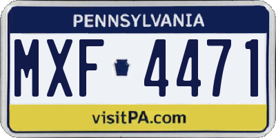 PA license plate MXF4471