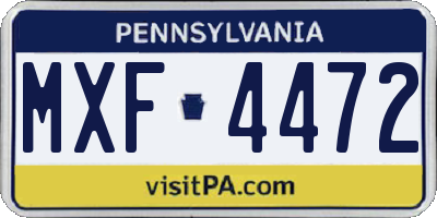 PA license plate MXF4472
