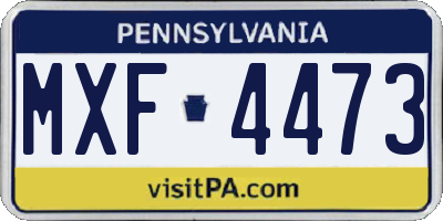 PA license plate MXF4473