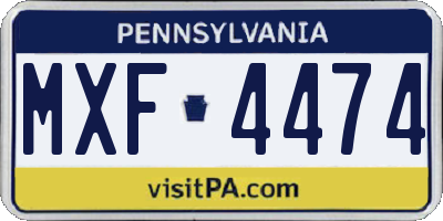 PA license plate MXF4474