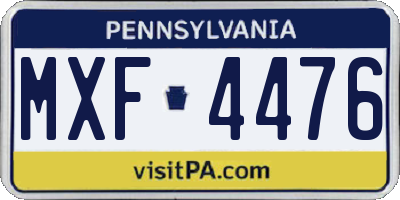 PA license plate MXF4476