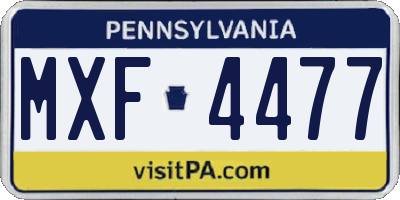 PA license plate MXF4477