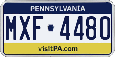 PA license plate MXF4480