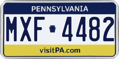 PA license plate MXF4482