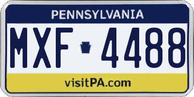PA license plate MXF4488