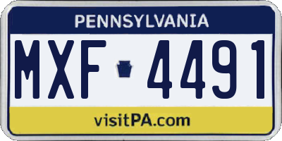 PA license plate MXF4491